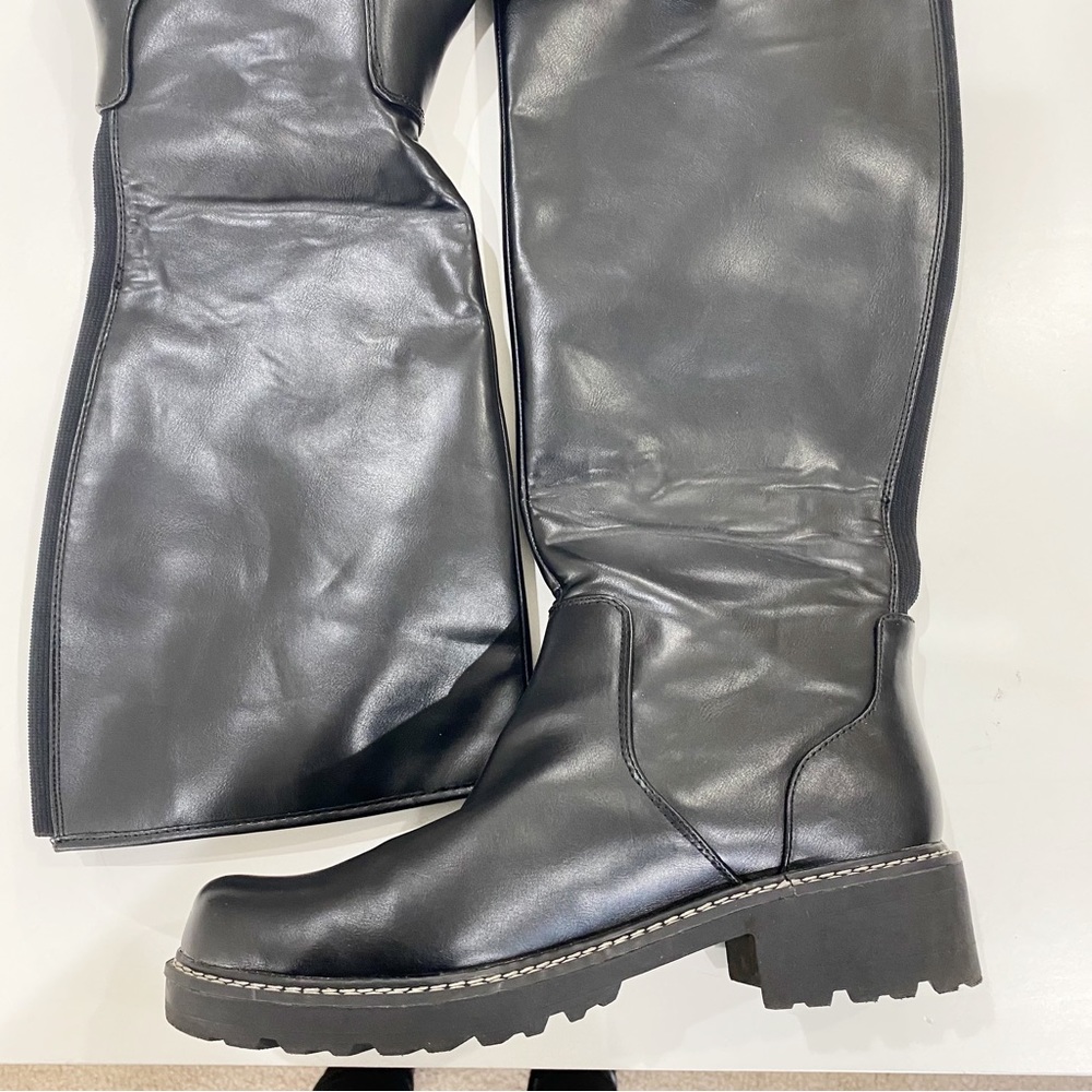 UNIVERSAL THREAD Black Carabel Riding Boots Vegan Leather Size 11 - Picture 4 of 12
